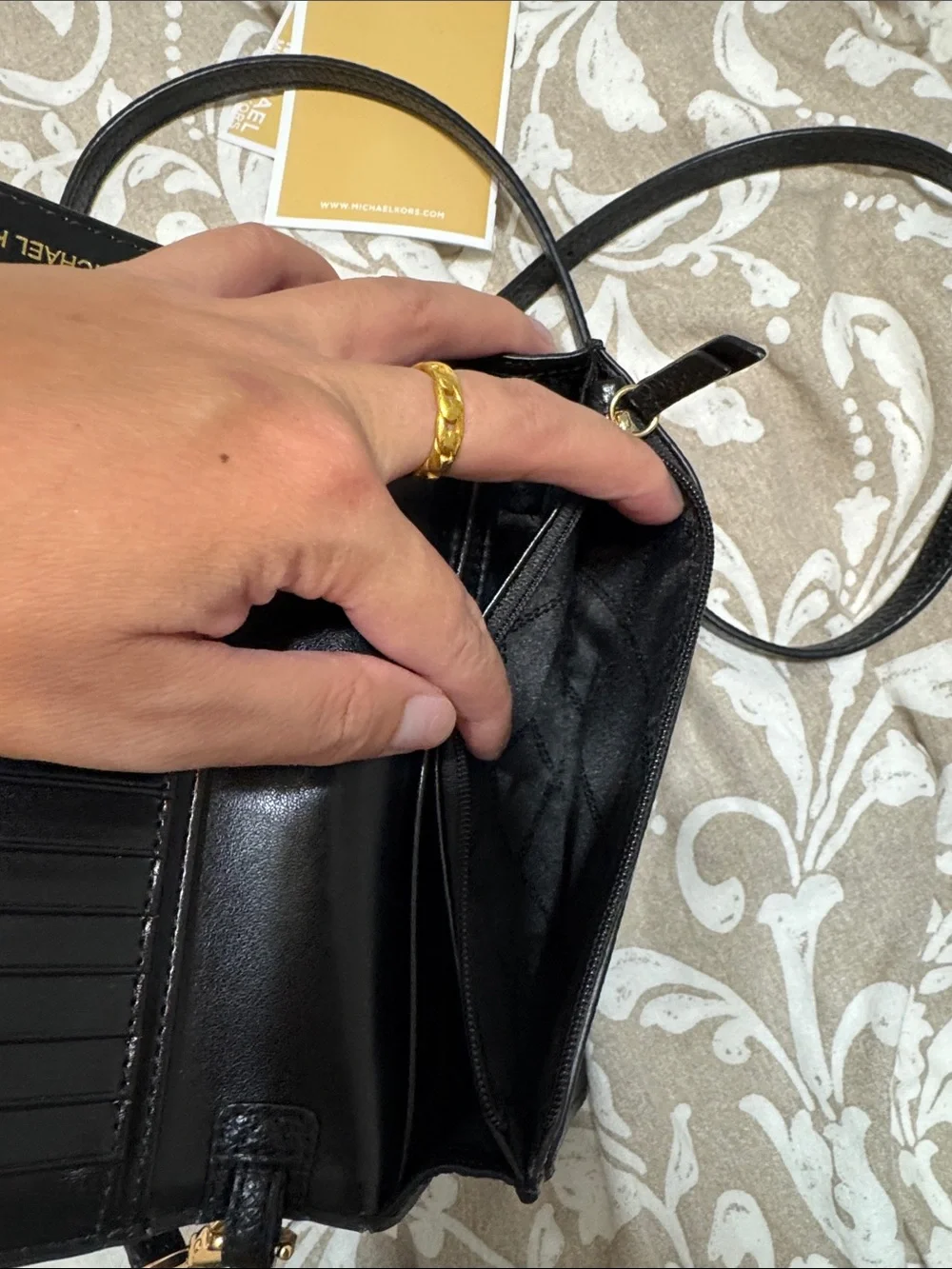 Michael Kors Black Pebbled Leather Convertible Crossbody “jet set charm”